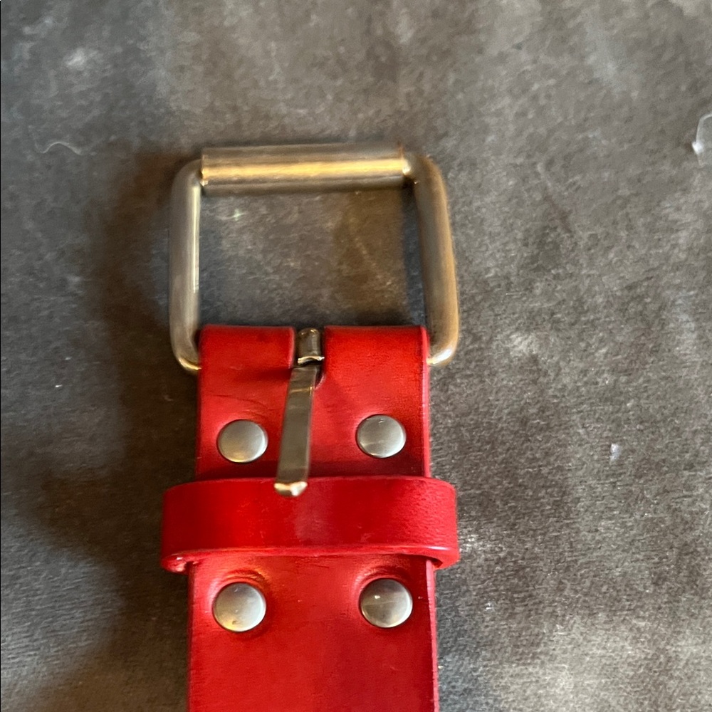 Comme des Garcons Red Belt with Silver Buckle